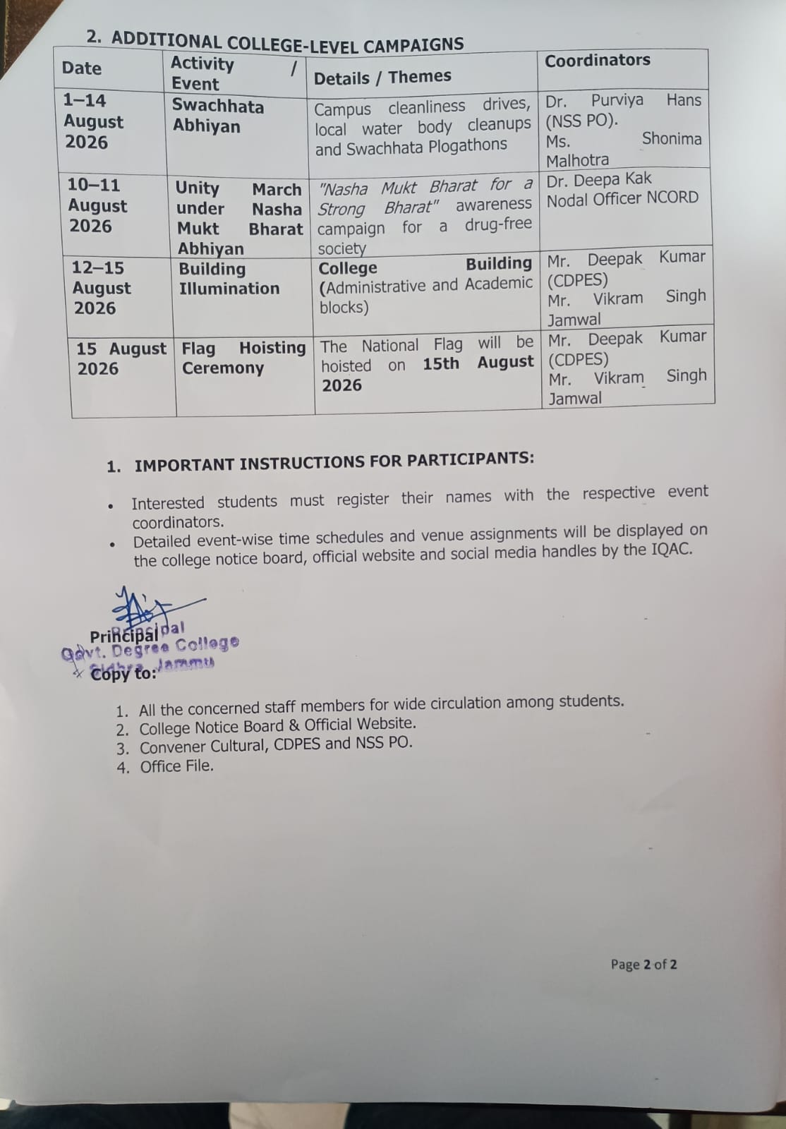 'Schedule of Activities for the 80th National Independence Day Celebration'